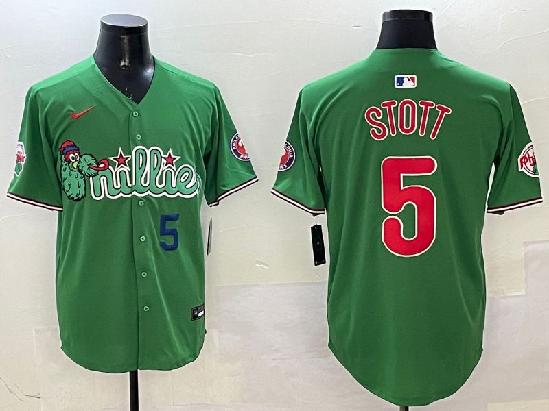 Men Philadelphia Phillies #5 Stott Green Three generations Joint Name Game 2025 Nike MLB Jersey style 3->philadelphia phillies->MLB Jersey